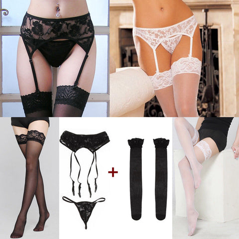 Fashionable Sexy Women's Babydoll Lace Stockings With Underwear & Belt