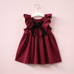 Casual Style Fly Sleeve Bow Dress For Girls - Sheseelady