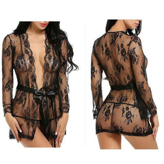 Summer Women Sexy Lingerie Babydoll Chemises Lace Transparente Bathrobes Robes Sleepwear See-Through Porno Sexo Underwear Dress