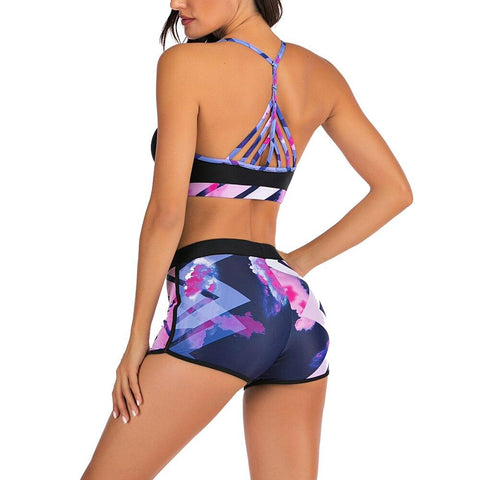 Pop Sexy Women's Floral Print Sports Beachwear 2 Piece