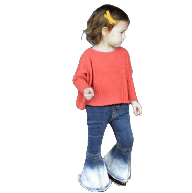 Toddler Kids Girls Denim Bell Bottom Pants Jeans And Wide Leg Trousers