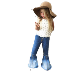 Toddler Kids Girls Denim Bell Bottom Pants Jeans And Wide Leg Trousers