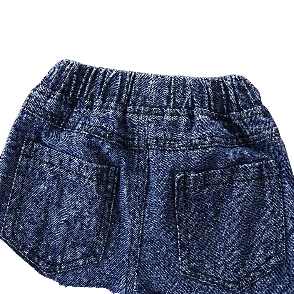 Toddler Girls Flared Trousers And Elastic Waist Denim Pants