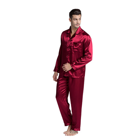 Estilo moderno seda de mancha masculina jogo de Sleepwear Pajama