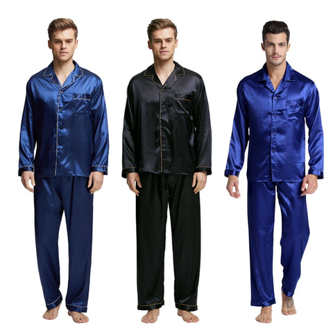 Modern Style Men'S Stain Silk Sleepwear Pajama Set