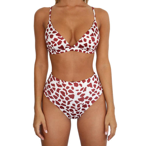 Sexy Ladies' Low Waist Push Up Padded Swimwear With Leopard/Zebra Print