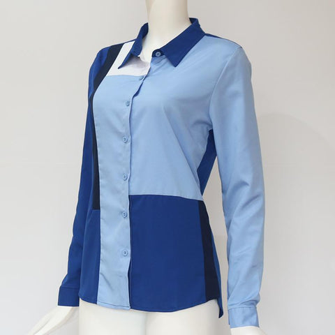 Leisure Women's Long Sleeve Shirts With Turn Down Collar For Office