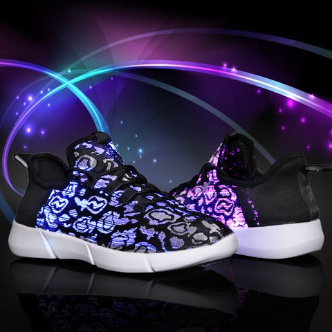 Led Fiber Optic Usb Recharge Glowing Sneakers For Unisex