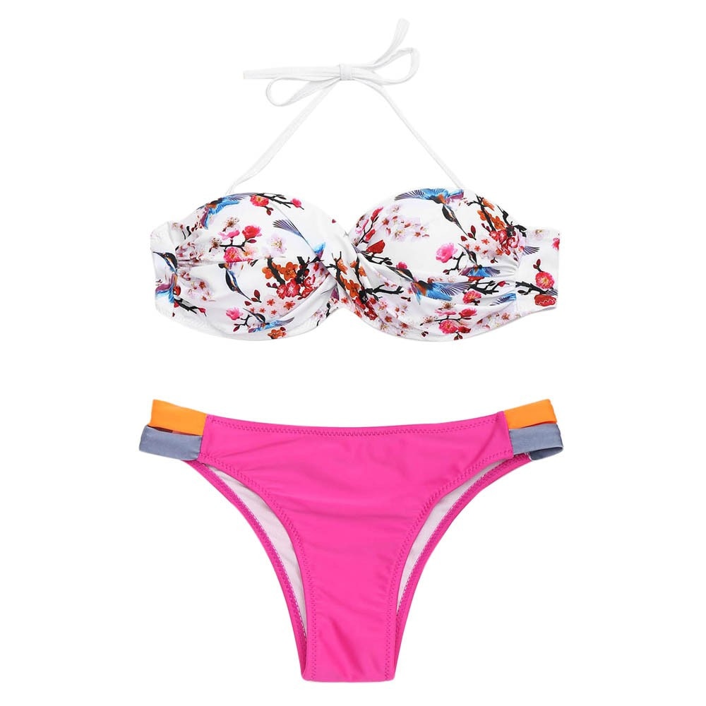 Sexy Floral Beachwear Summer Bandeau Hang Neck Biquíni