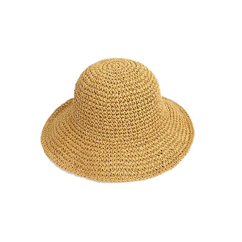 Casual Foldable Women’s Straw Woven Sun Hat For Beach With Wide Brim