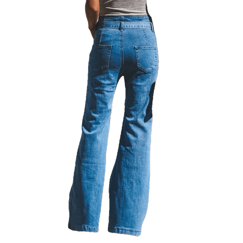 Retro Bell Bottom Stretch High Waist Wide Leg Jeans