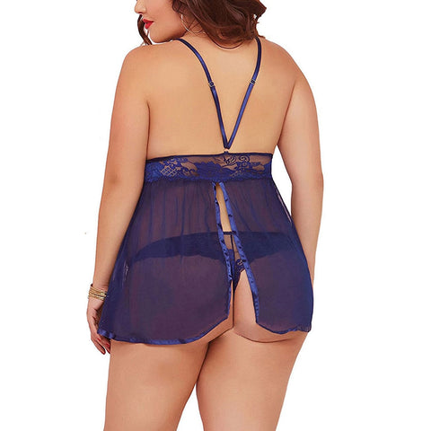 Sexy Women's Open Back Lace Lingerie Plus Size