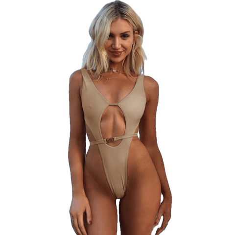 Female Sexy Hollow Out Cotton Brazilian Swimsuit One Piece