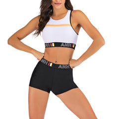 Stylish Women's Crop Tops Sports Swimwear For Fitness Yoga Two Piece