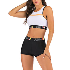 Stylish Women's Crop Tops Sports Swimwear For Fitness Yoga Two Piece