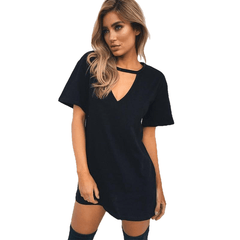 Mais O Tamanho V-Pescoço Curto Halter Loose Beach Dress