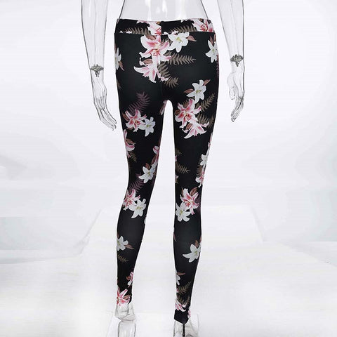 Fitness Suits Crop Tank Workout Floral Printed Top And Legging Pants 2 Pieces Set