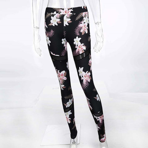 Fitness Suits Crop Tank Workout Floral Printed Top And Legging Pants 2 Pieces Set