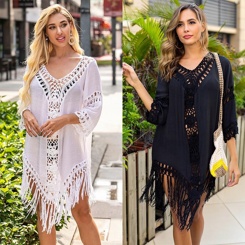 Trendy Casual Women's Summer Swimsuit Coverups With Tassels