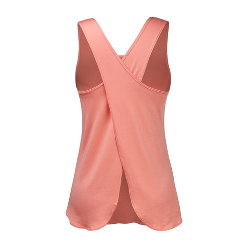 Stylish Quick-drying Ladies' Cross Back Sleeveless Gym Shirts
