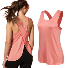 Stylish Quick-drying Ladies' Cross Back Sleeveless Gym Shirts