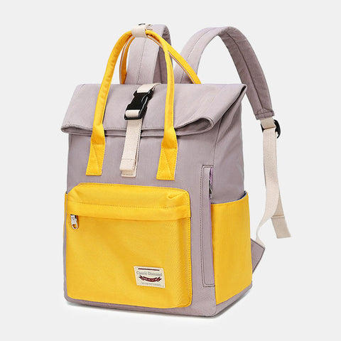 Women Fashion Canvas Casual Patchwork Waterproof Light Weight Backpack