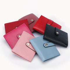 Women Hasp Short Wallets Genuine Leather Purse Card Holder Coin Bags