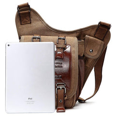 Men's Retro Canvas Crossbody Bag for Travel, Cycling, Hiking, School, Military Messenger Satchel