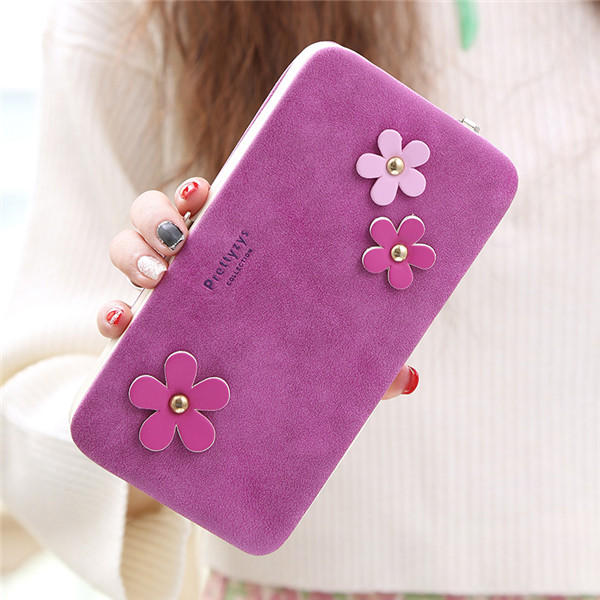 Women Flower 5.5 Inch Phone PU Wallet Case Cover Long Purse For Iphone Huawei Xiaomi