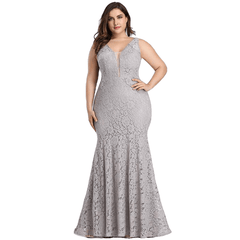 Elegant Mermaid Lace Sleeveless V-Neck Long Party Gowns - Sheseelady