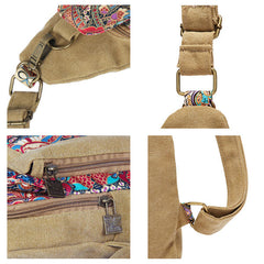 Canvas Retro National Floral Women Crossbody Bag Chest Sling