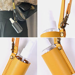 Women Faux Leather Casual Portable Solid Color Disinfectant Keychain Pendant Bag Accessory