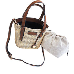 Straw Beach Bag Bucket Handbag Shoulder For Women