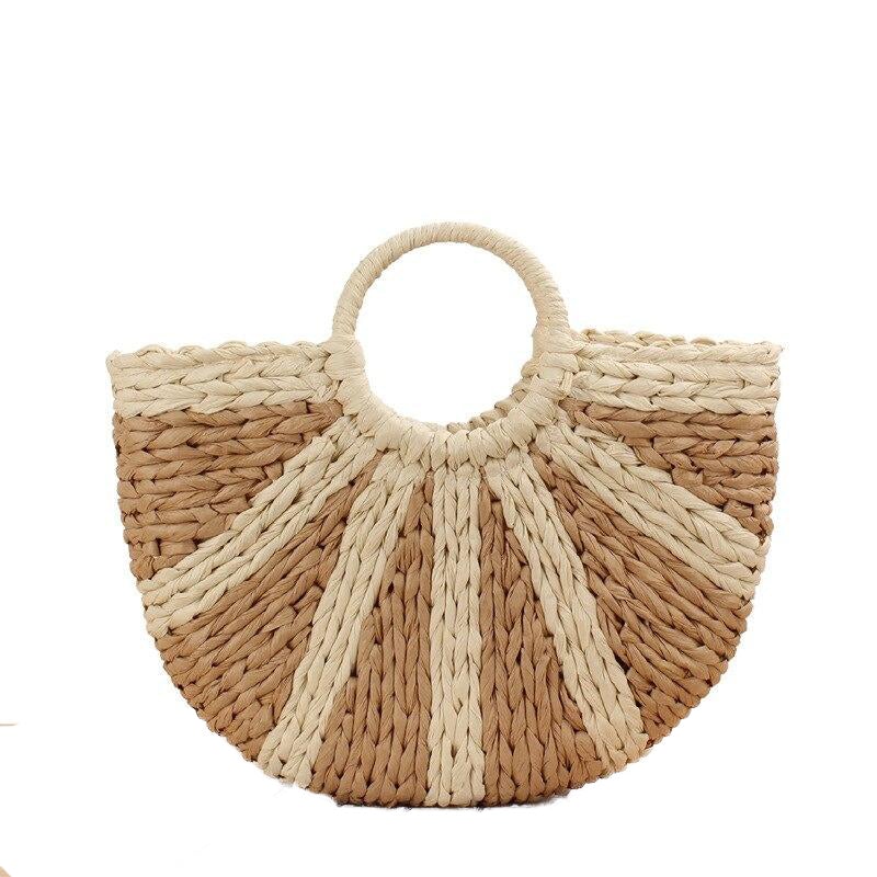 Fashionable Leisure Women's Woven Straw Handbag Solid Color