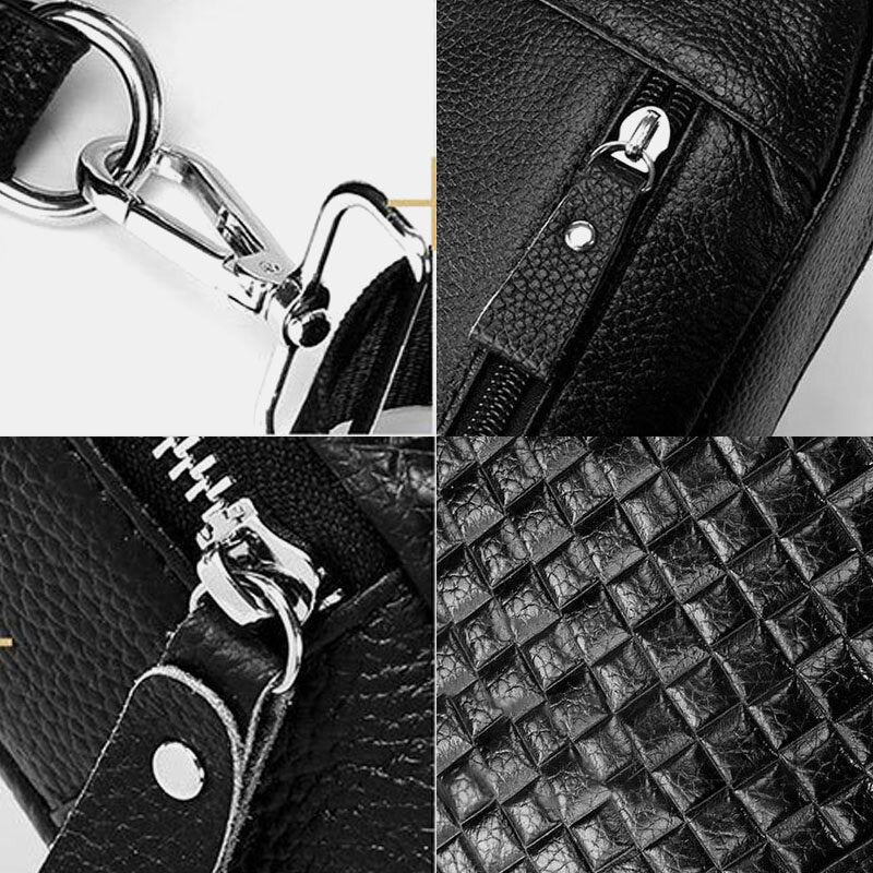 Men Genuine Leather Casual Outdoor Embossed Pattern Wear-resistance Chest Bag Shoulder Bag