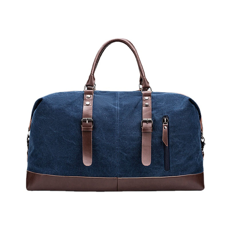 Men's Canvas PU Leather Multi-Pocket Travel Duffle Shoulder Bag