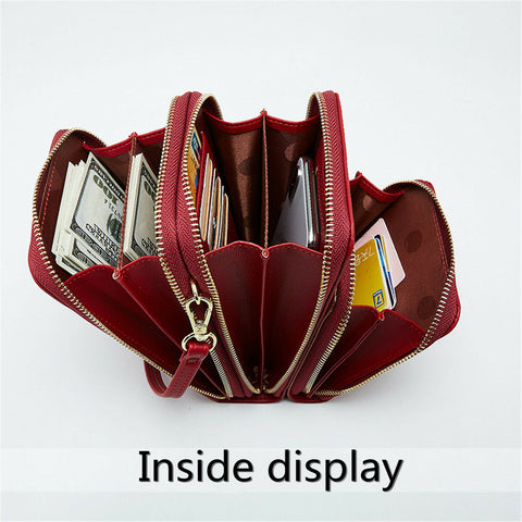 Women Artificial Leather Multi-compartment Crossbody Bag Solid Color Large Capacity Phone Shoulder Messenger