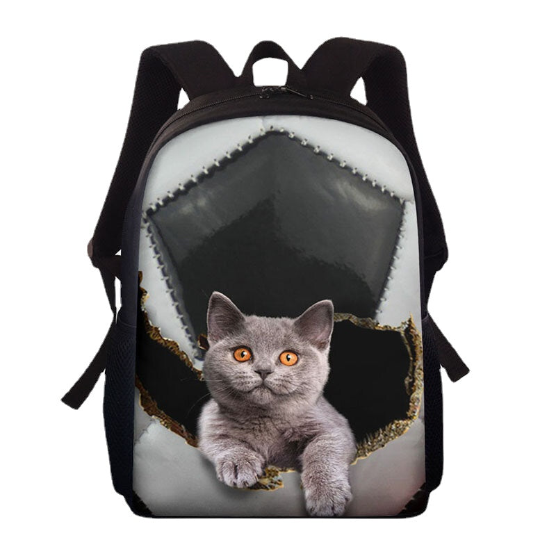 Unisex Dacron Large Capacity Cat Dog in the Baseball Football Pattern Printing Backpack School Bag