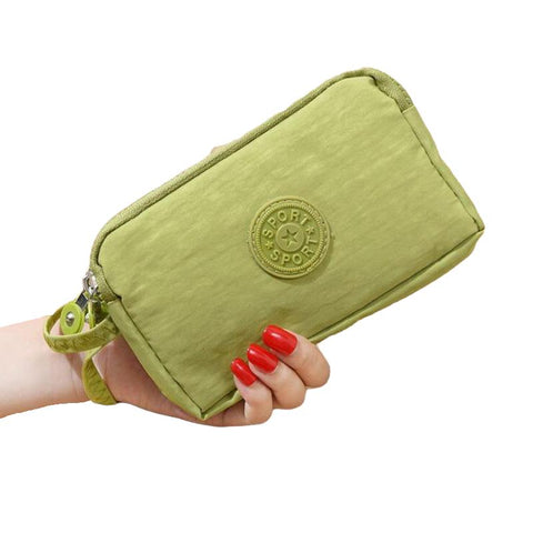 Stylish Leisure Women's Canvas Purse With 3 Layer For Phone Cards Keys Money