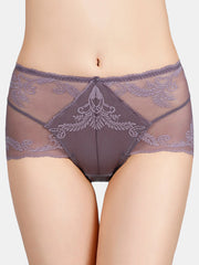 Women's High Waist Floral Lace Lingerie Panties - Breathable & See-Through