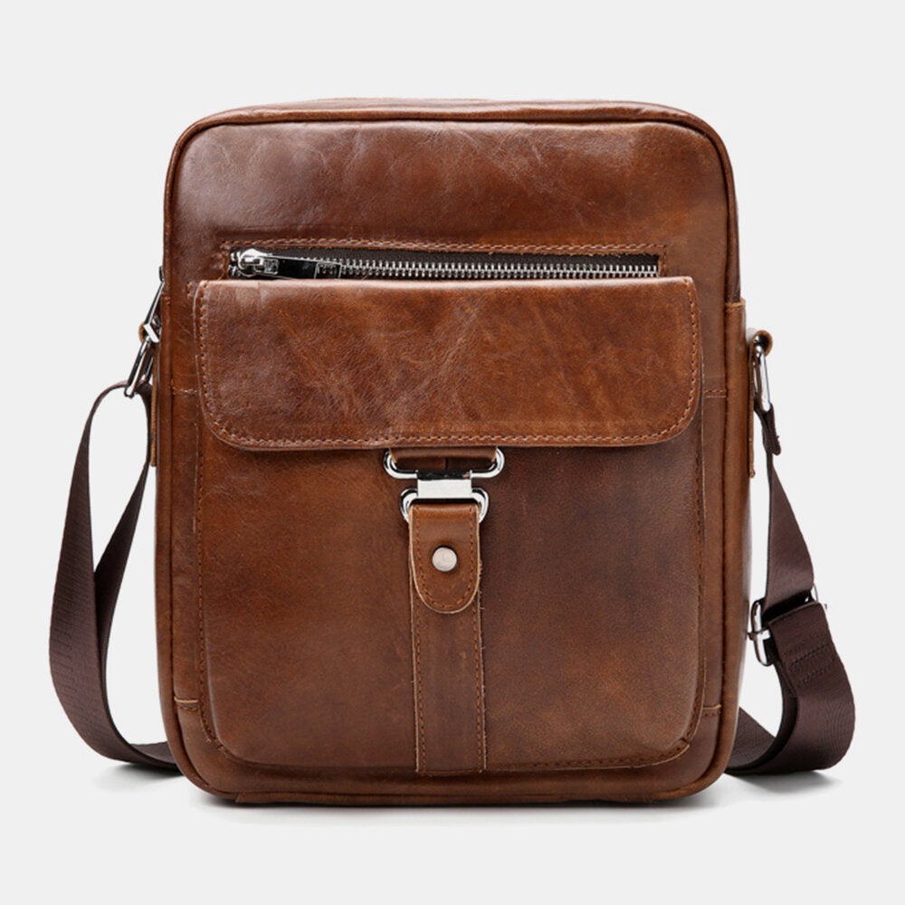 Men's Retro Leather Waterproof Crossbody Bag - Durable & Stylish