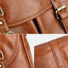 Men's Vintage PU Leather Waterproof Crossbody Bag, Multi-pocket, Large Capacity Shoulder Bag