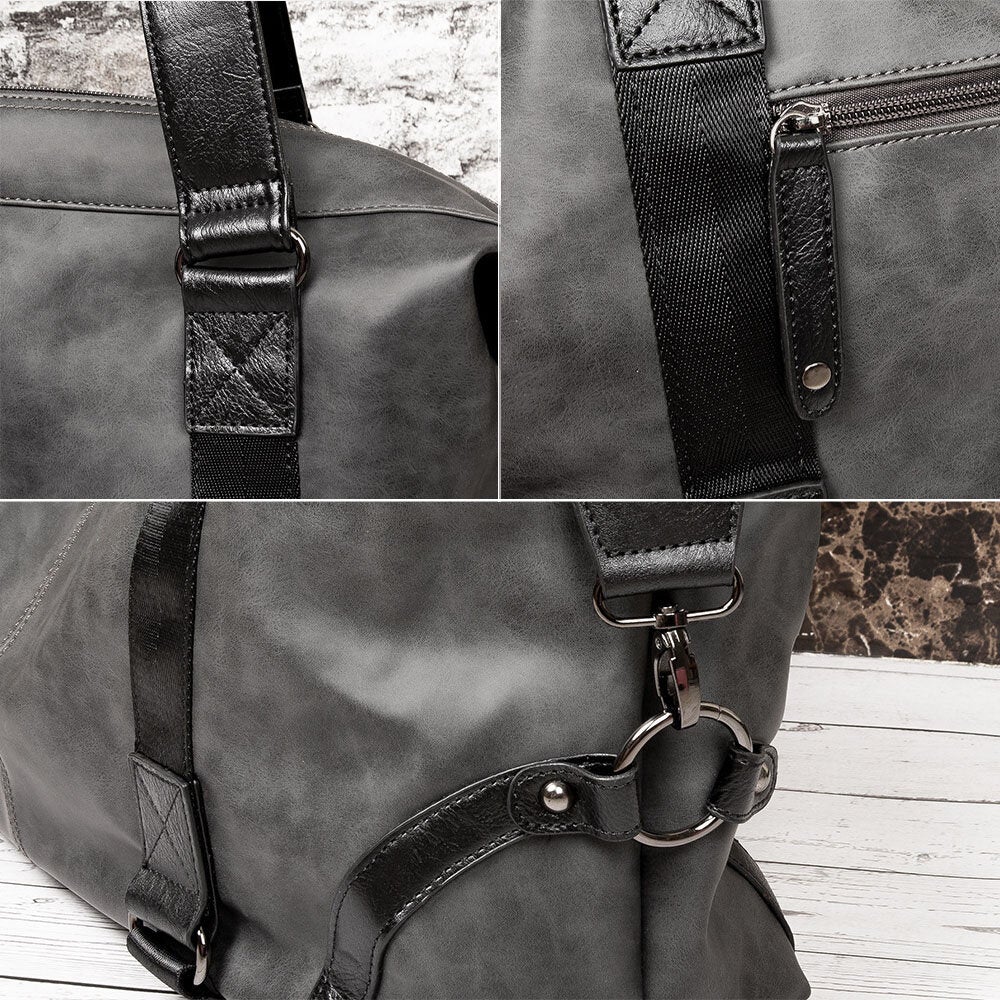 Men's PU Leather Large Capacity 14" Laptop Handbag, Casual Travel Multi-pocket Crossbody Shoulder Bag