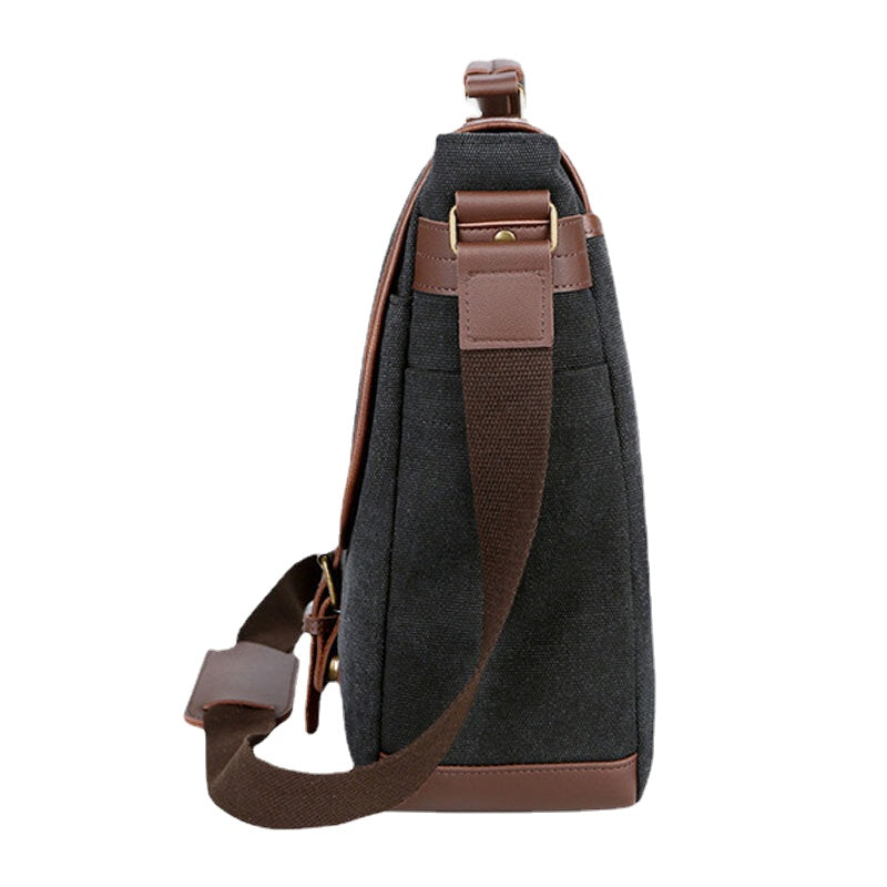 Men's Vintage Canvas Multi-Pocket Wear-Resistant Business Messenger Laptop Crossbody Bag