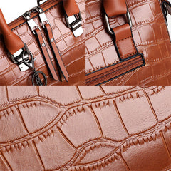 Women 4PCS Faux Leather Soft Solid Color Suit Handbag Crossbody Bag Clutch Card Wallet