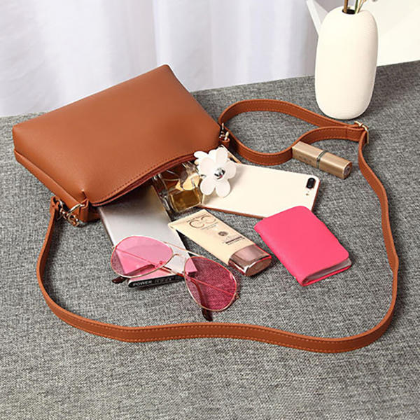 Women Faux Leather Two-piece Set Bucket Bag Handbag Shoulder