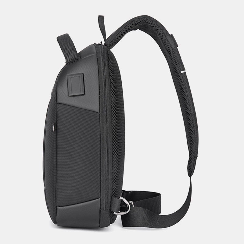 Men's Waterproof Crossbody Bag with USB & Headphone Port - Large Capacity