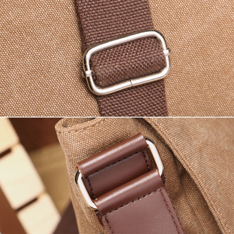 Men's Retro Canvas Crossbody Bag with Double Front Pockets - Large Capacity Shoulder Messenger Bag
