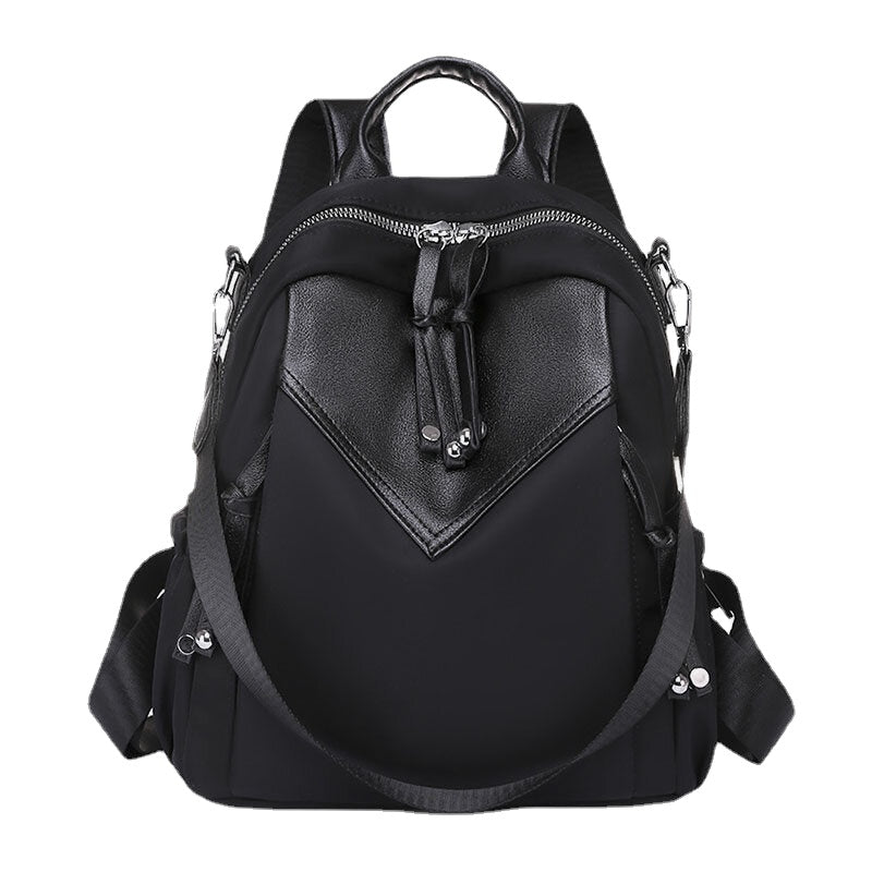 Women PU Leather Color Blocking Large Capacity Anti-theft Backpack Student Bag Travel