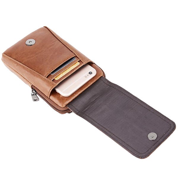 Croc Embossed Leather Phone Pouch Belt Bag for Men - 6in Hip Bum Bag